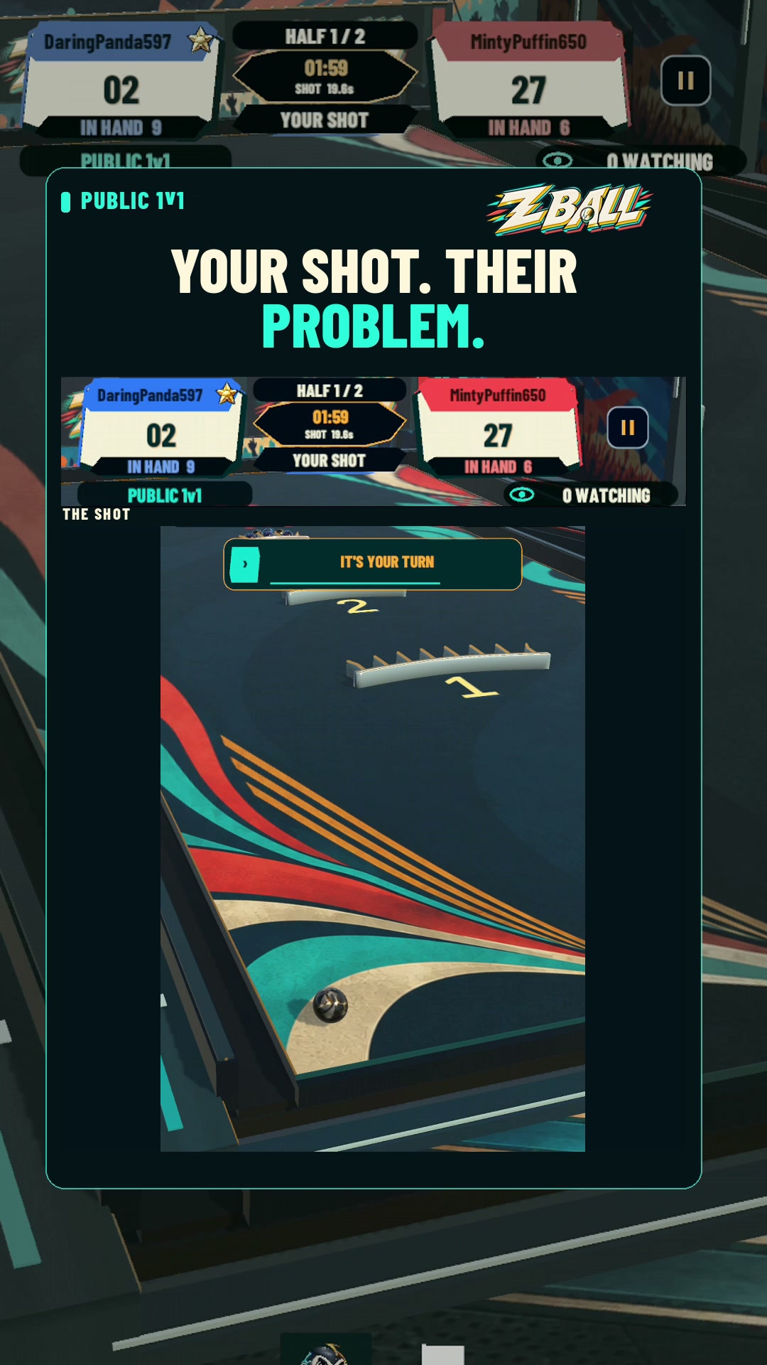 Approved Z Ball Public 1v1 promotional cover: Your shot. Their problem.